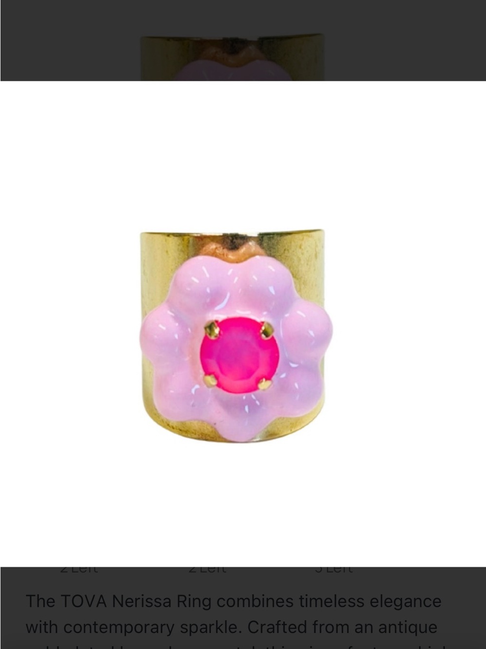 Tova Nerissa Pink Riselune Ring - Picture 5 of 6